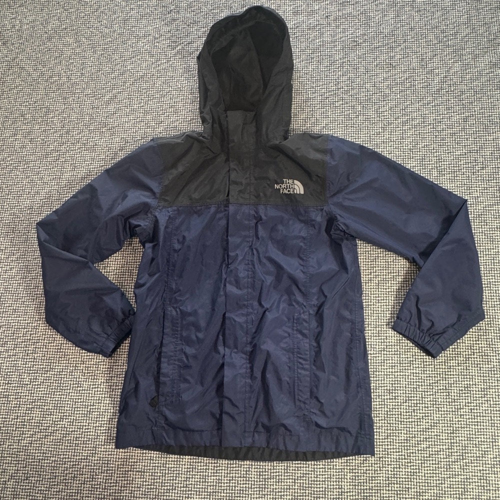 The North Face Boys DryVent Rain Jacket Navy Blue Black Hooded Size M 10/12